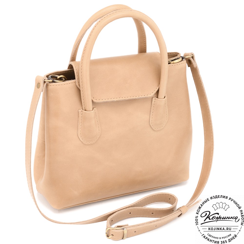  Женская кожаная сумка "Ванесса" (бежевая)